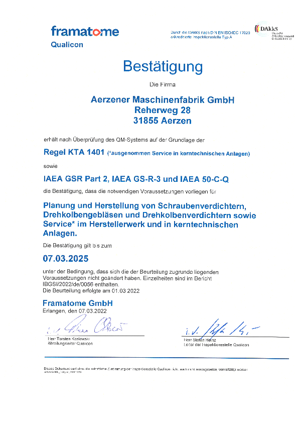 Bestätigung KTA 1401, IAEA GS-R-3 und IAEA 50-C-Q